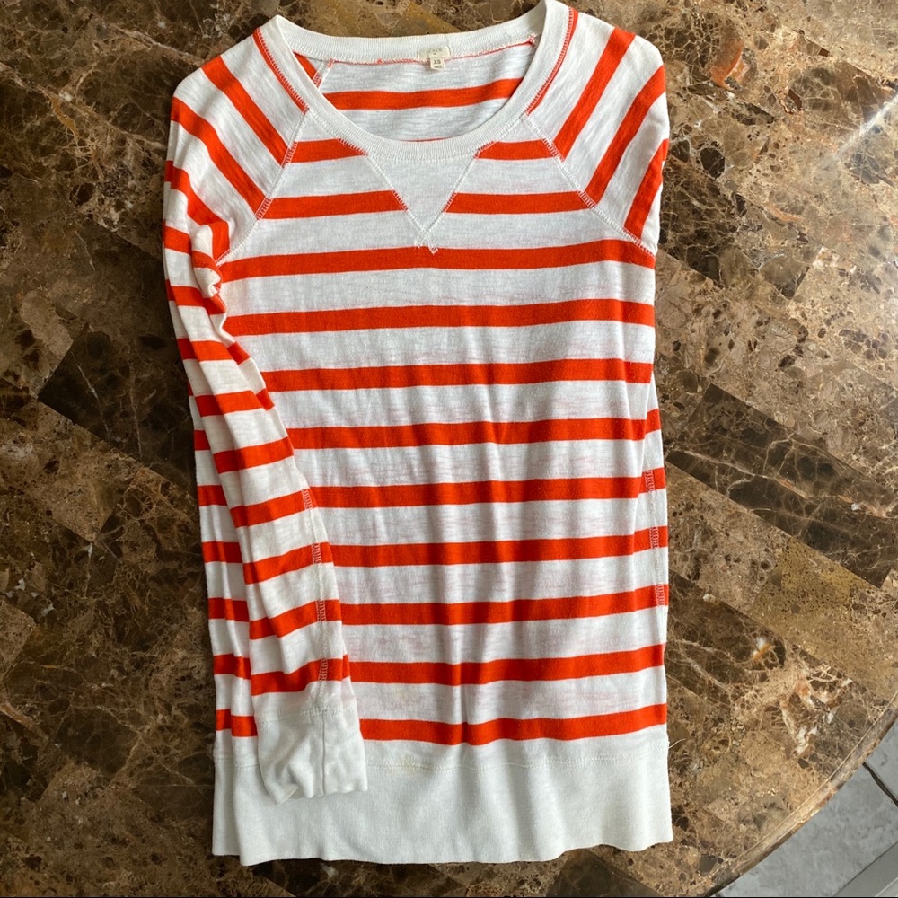 J. Crew orange and cream striped top